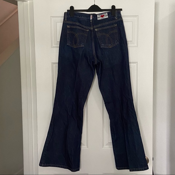 Vintage Fiorucci Jeans Low Rise Flares Dark Wash Denim - Picture 3 of 6